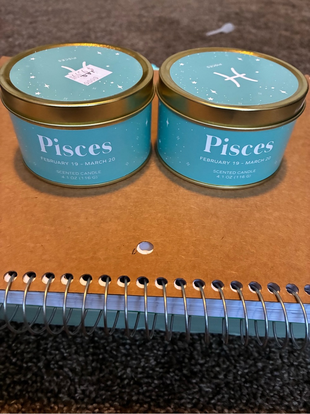 Pisces Scented Tin Candle - Aqua Blue (Set of 2)